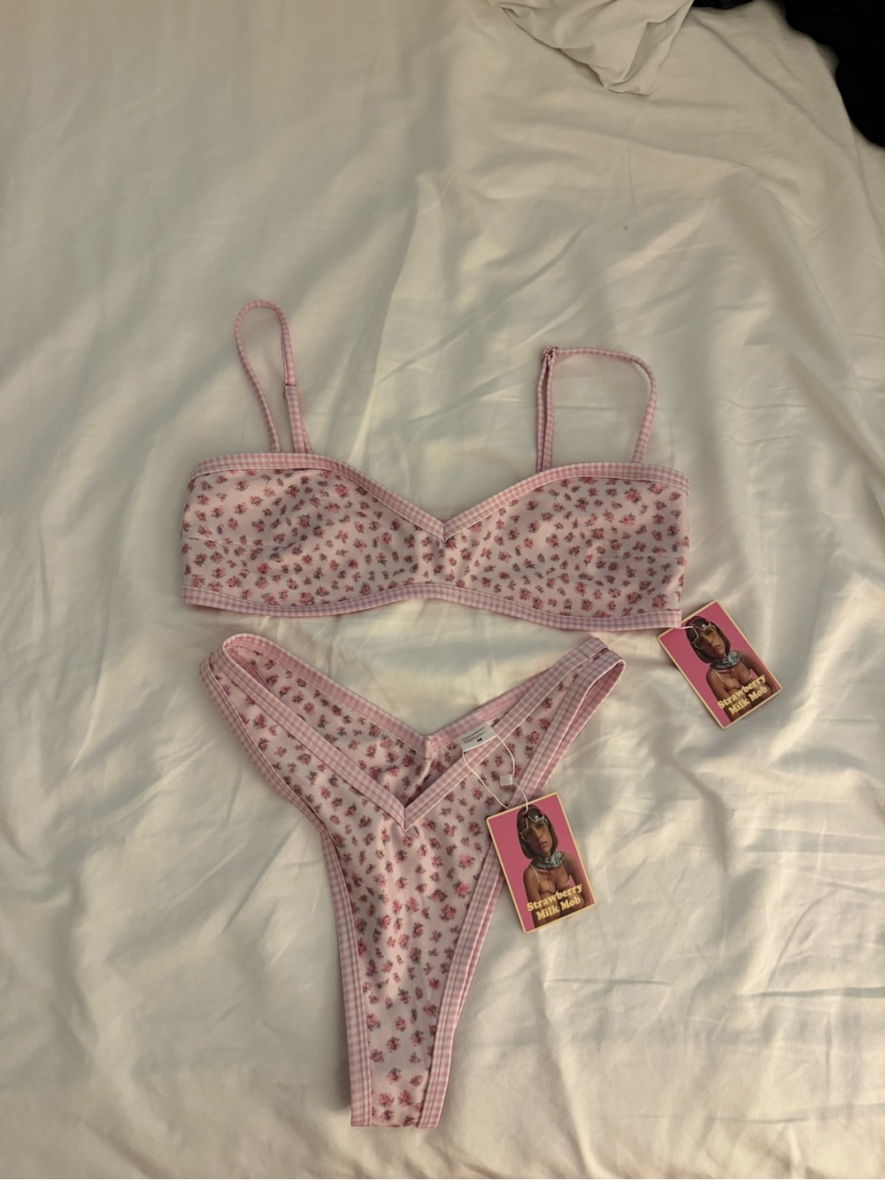 Strawberry Milk Mob Pink Floral Bikini Set